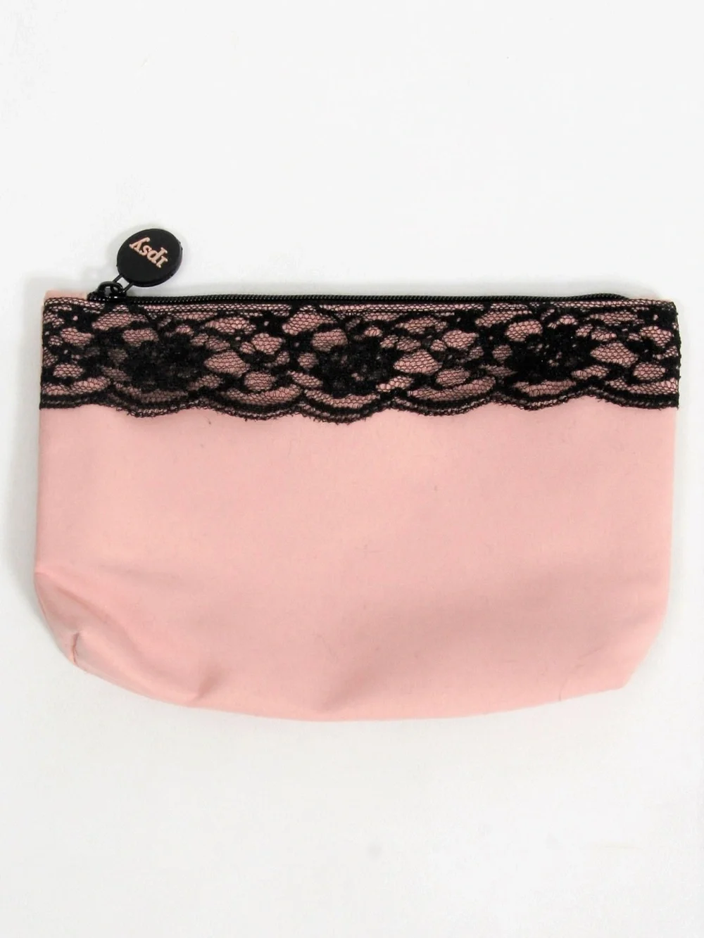 Ipsy Pink Lace Makeup Bag Cosmetic Pouch Zip Clutch Travel Case Like New
